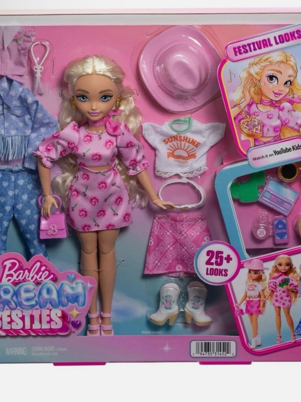 Barbie Pink Floral Dress Fashion Doll with Accessories